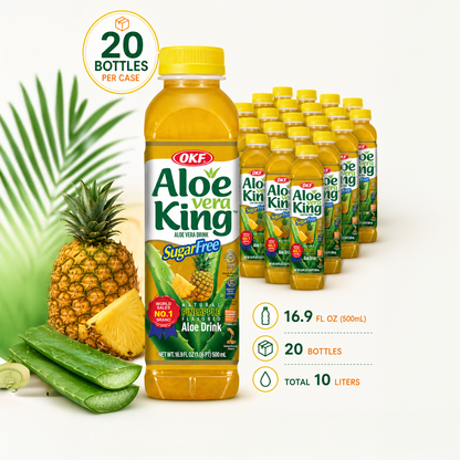 OKF Aloe Vera King Drink, Refreshing Aloe Vera Beverage, 16.9 fl oz (500 mL)  x 20 Bottles
