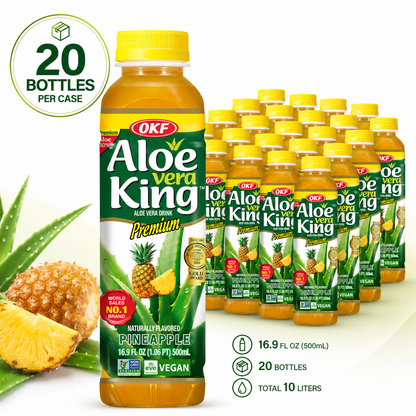 OKF Aloe Vera King Drink, Refreshing Aloe Vera Beverage, 16.9 fl oz (500 mL)  x 20 Bottles
