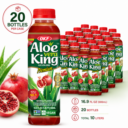 OKF Aloe Vera King Drink, Refreshing Aloe Vera Beverage, 16.9 fl oz (500 mL)  x 20 Bottles