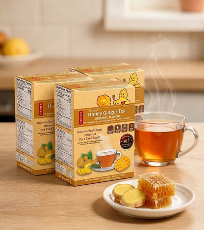 Pocas Honey Ginger Tea - Instant Tea Powder Packets with Ginger & Honey Crystals