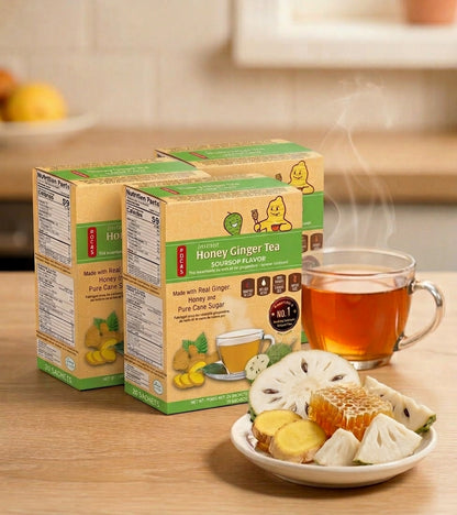 Pocas Honey Ginger Tea - Instant Tea Powder Packets with Ginger & Honey Crystals