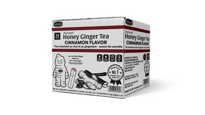 Pocas Honey Ginger Tea - Instant Tea Powder Packets with Lemon & Ginger Honey Crystals, 20 Count