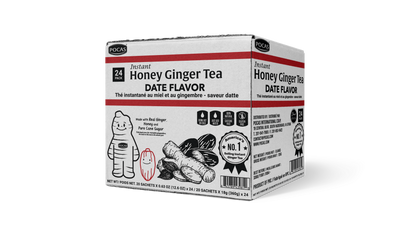 Pocas Honey Ginger Tea - Instant Tea Powder Packets with Lemon & Ginger Honey Crystals, 20 Count
