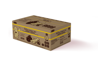 Pocas Honey Ginger Tea - Instant Tea Powder Packets with Lemon & Ginger Honey Crystals, 20 Count