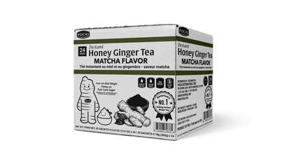 Pocas Honey Ginger Tea - Instant Tea Powder Packets with Lemon & Ginger Honey Crystals, 20 Count