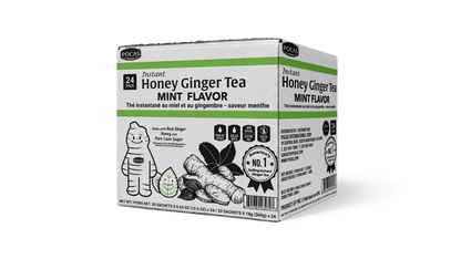 Pocas Honey Ginger Tea - Instant Tea Powder Packets with Lemon & Ginger Honey Crystals, 20 Count