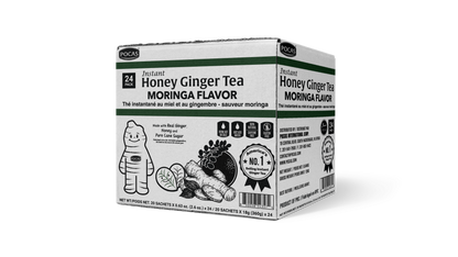 Pocas Honey Ginger Tea - Instant Tea Powder Packets with Lemon & Ginger Honey Crystals, 20 Count