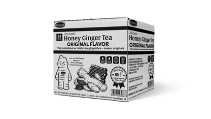 Pocas Honey Ginger Tea - Instant Tea Powder Packets with Lemon & Ginger Honey Crystals, 20 Count