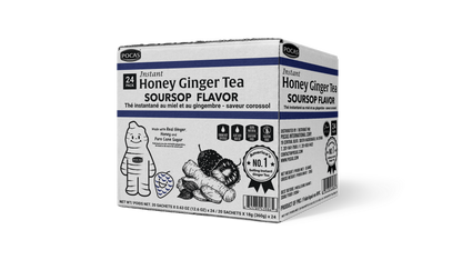 Pocas Honey Ginger Tea - Instant Tea Powder Packets with Lemon & Ginger Honey Crystals, 20 Count