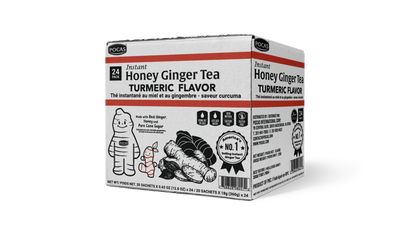 Pocas Honey Ginger Tea - Instant Tea Powder Packets with Lemon & Ginger Honey Crystals, 20 Count