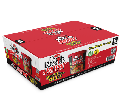POCAS Bowl Noodles Hot Pot Ready-in-Minute Noodle Bowl, Spicy Sichuan Style Broth, 6 Cups
