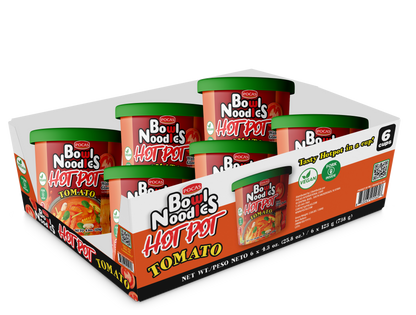 POCAS Bowl Noodles Hot Pot Ready-in-Minute Noodle Bowl, Spicy Sichuan Style Broth, 6 Cups