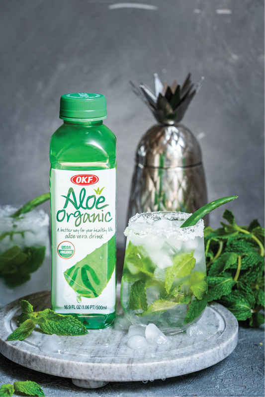 OKF Organic Aloe Vera Drink, USDA Organic Beverage with Aloe Pulp, Refreshing Hydration, No Artificial Colors or Preservatives, 16.9 Fl Oz (Pack of 20)